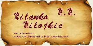 Milanko Milojkić vizit kartica